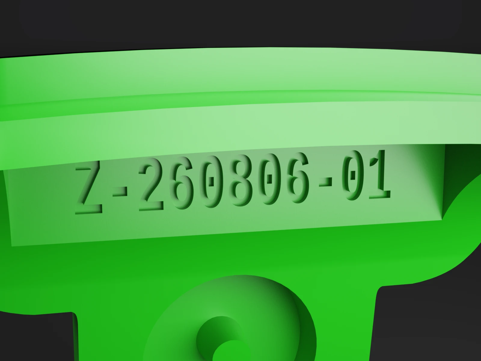 Close-up of the hidden serial number Z-260806-01 engraved inside a Battery Button