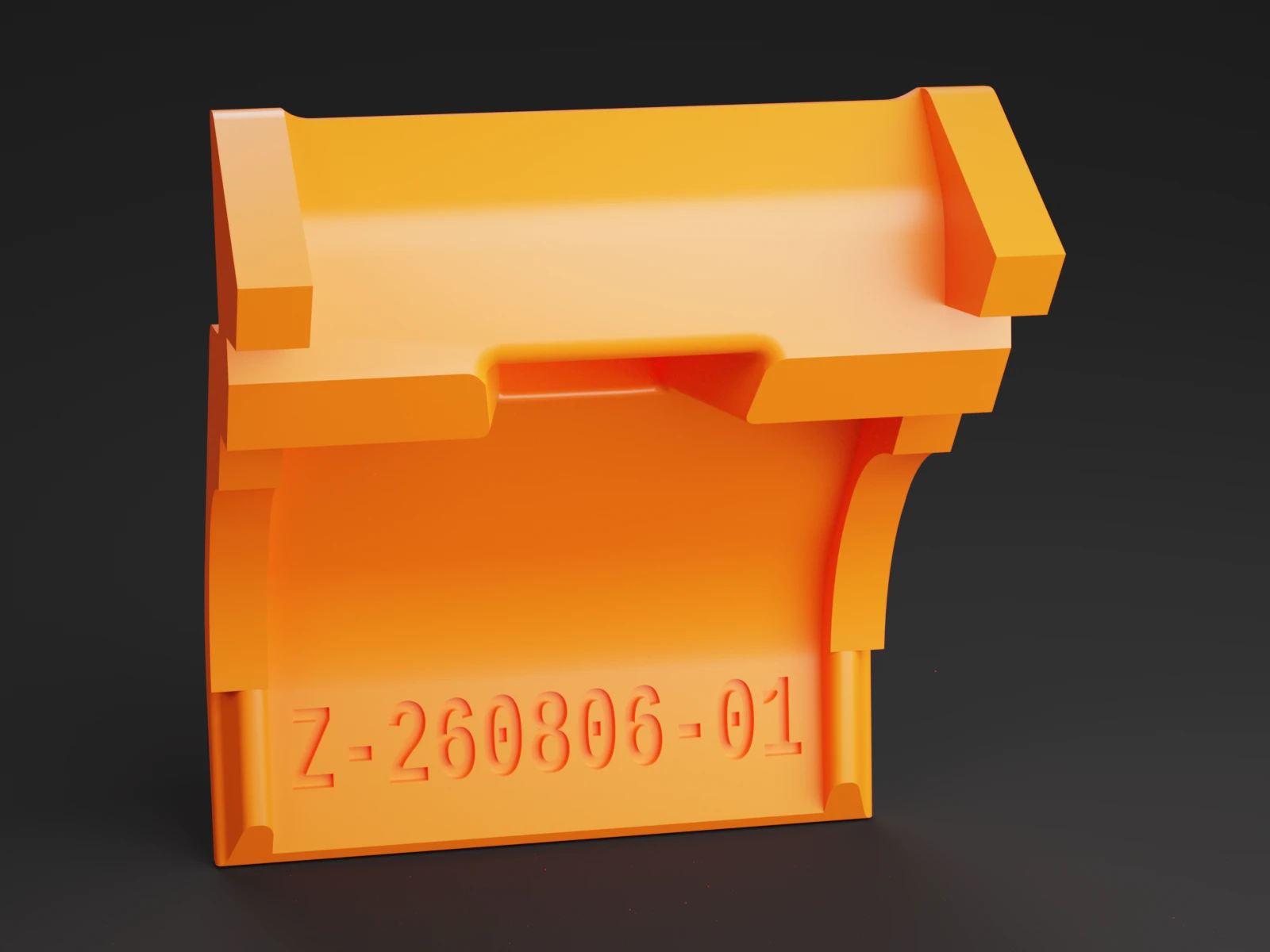 Orange 3D printed Battery Button for a Makita 18V LXT battery showing its engraved serial number